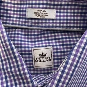 Peter Millar | Men's Purple Check Button Down Dress Shirt Size Small Work Attire